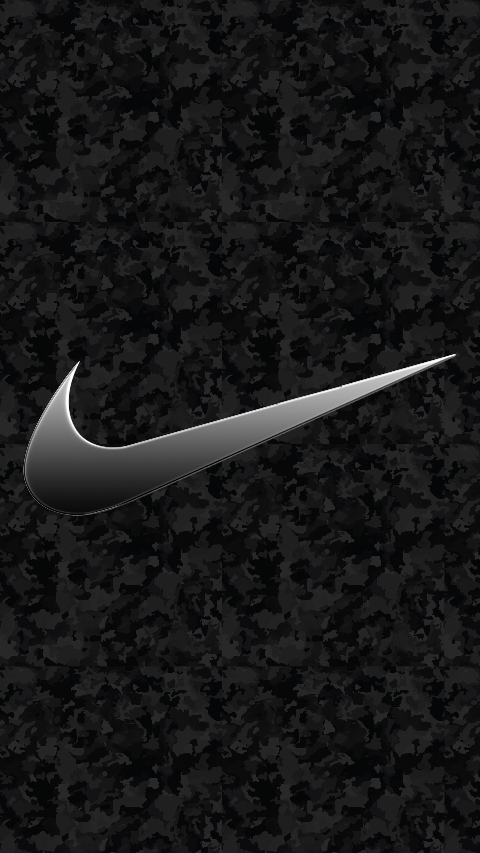 Gros plan du logo noir et blanc de nike sur un fond camouflage (camouflage, sombre, nike, papier peint, yeezy)