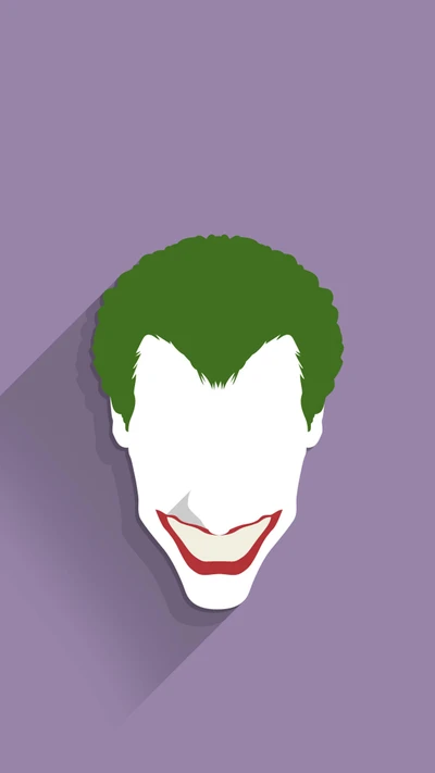 Visage de Joker stylisé avec des cheveux verts emblématiques et un sourire rouge