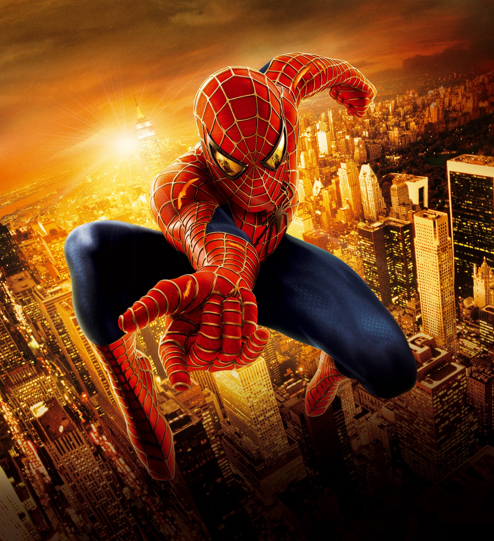 Spider-man dans la ville avec des lumières de ville en arrière-plan (avengers, hd, homme, marvel, araignée)