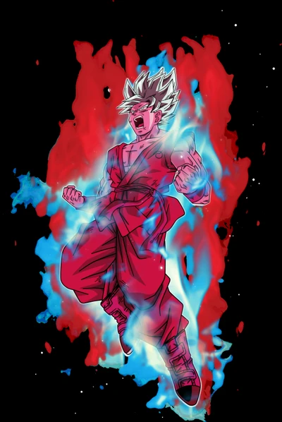 dragon ball super, goku, kaioken, ssb kaioken times 10, super saiyajin azul