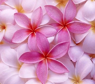 Pink Plumeria Blossoms on Soft Petals