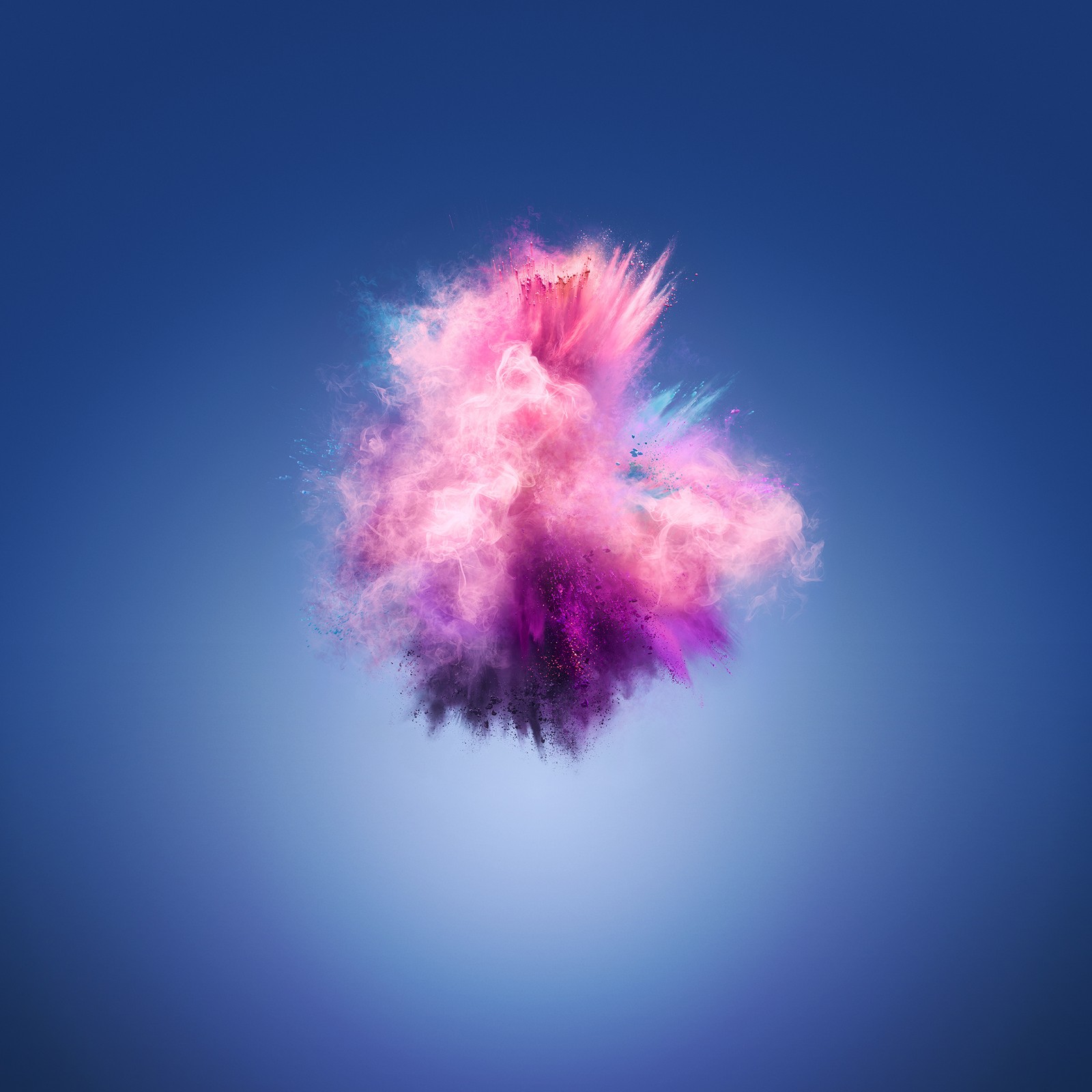 Araffe explosion of colored powder in the air on a blue background (abstract, color, colors, enjoy 7s, explosion)