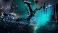 Nightwing en action : une scène de combat dynamique de Gotham Knights