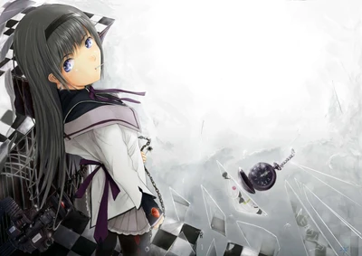 Homura Akemi em um reino mágico surrealista