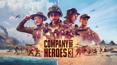 Epic battlefield showdown in Company of Heroes 3, featuring diverse military characters and dynamic environments.