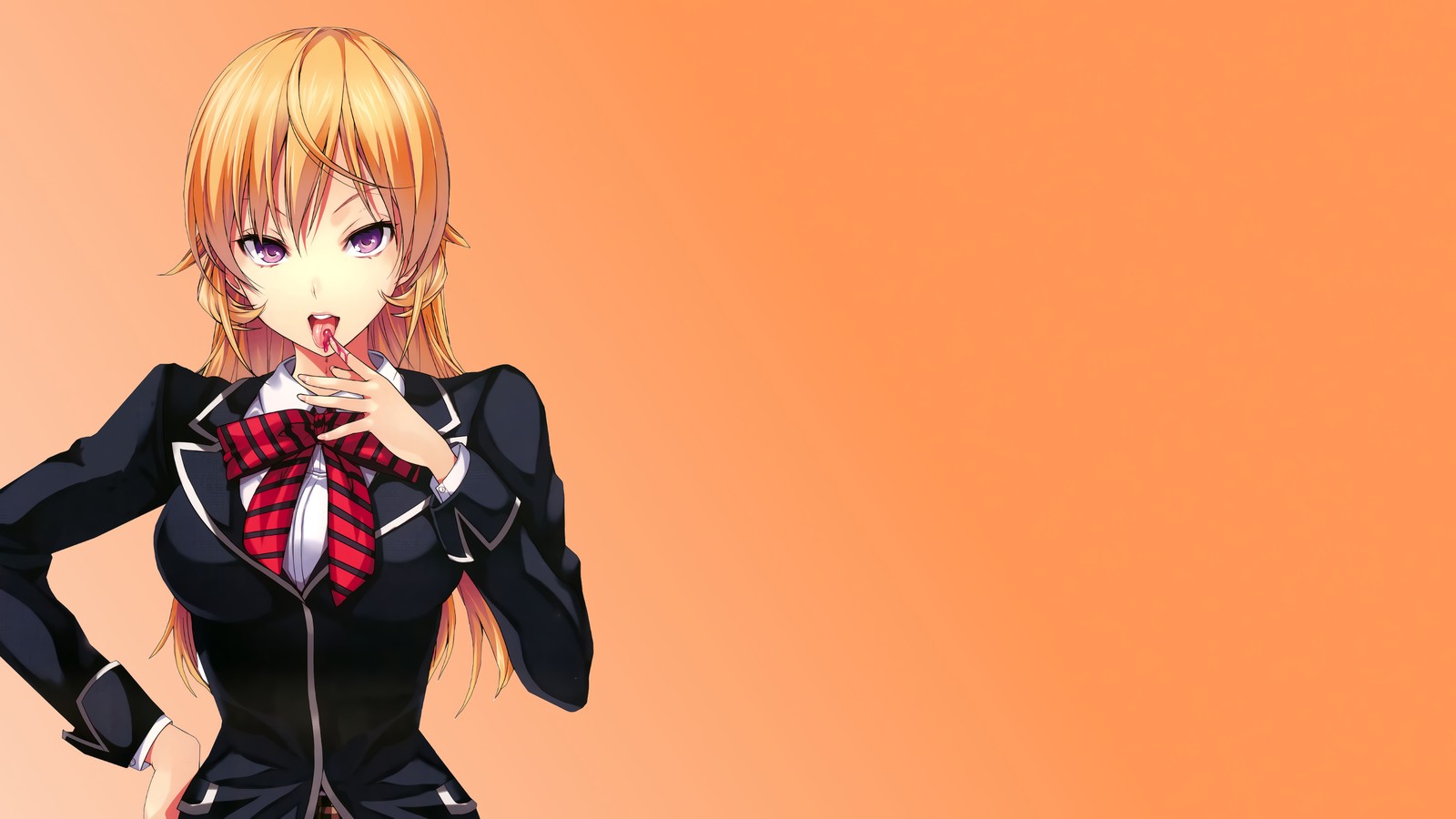 Anime, una mujer en traje y corbata posando para una foto (guerras de comida, shokugeki no soma, 食戟のソーマ, anime, erina nakiri)