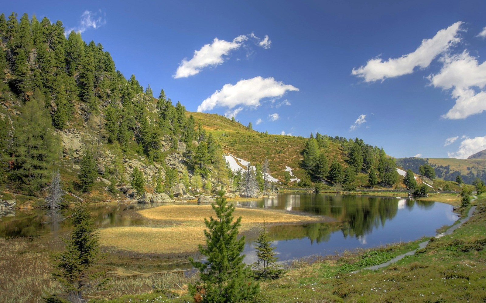 nature, wilderness, mountain, tarn, reflection wallpaper