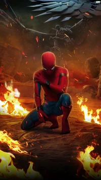 marvel cinematic universe, spider man, action, heat, fire