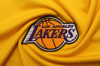 Logotipo do uniforme do Los Angeles Lakers em tecido amarelo