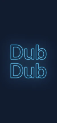 Design de logotipo "Dub Dub" em azul neon sobre fundo escuro