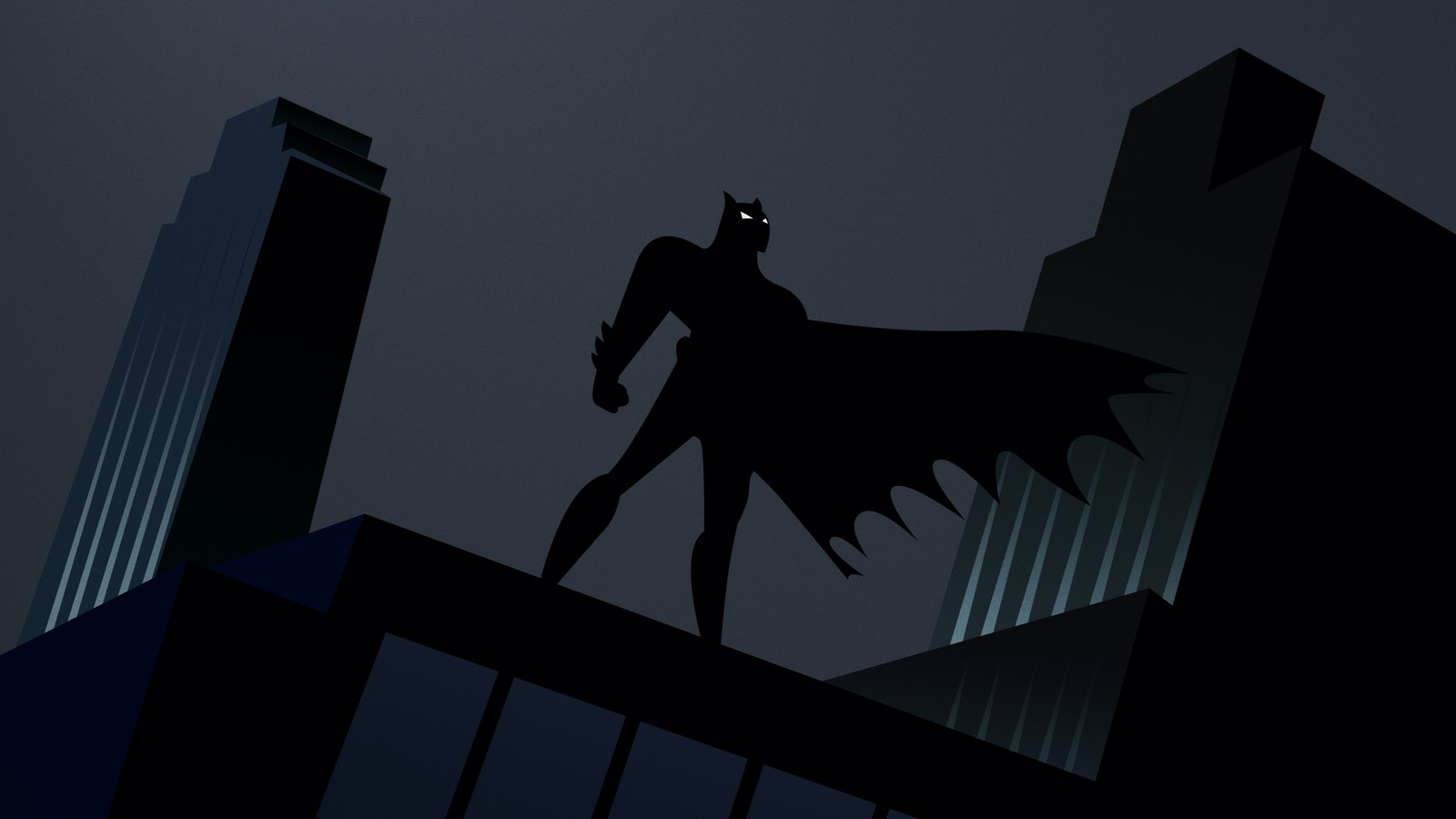 Batman silhouetted on a rooftop in the dark of night (gotham, batman, silhouette, 5k, dark aesthetic)