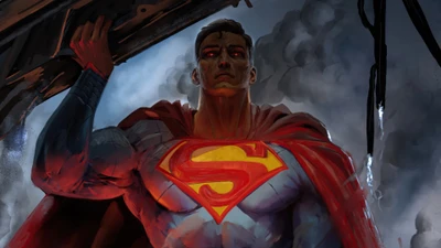 Superman: The Resilient Hero with Fiery Red Eyes