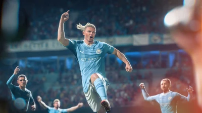 Erling Haaland célèbre un but dans EA Sports FC 24