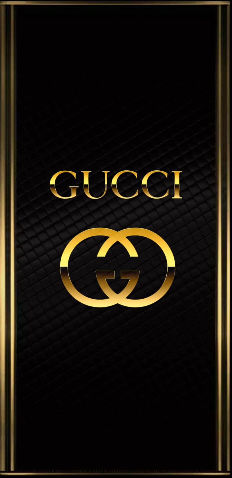 Черно-золотой логотип gucci в золотой рамке (золото, логотип, символы)