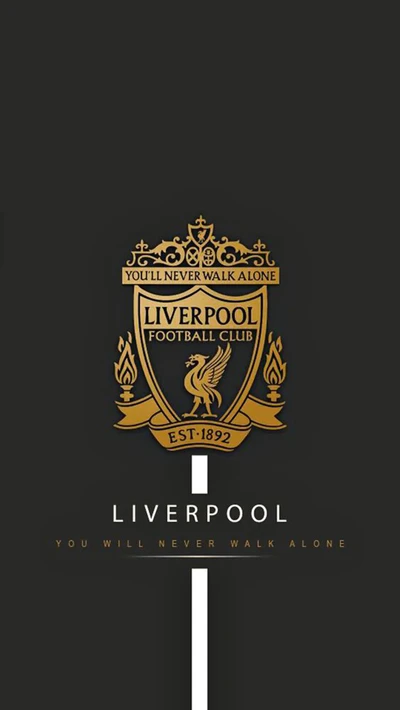 Logotipo do Liverpool Football Club com o lema "Você nunca estará sozinho