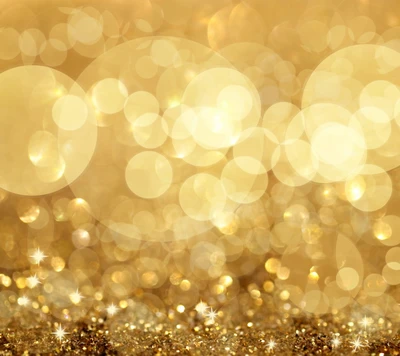 Abstract Golden Bokeh Background with Shiny Sparkles