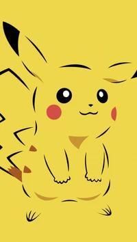 Cheerful Pikachu Against a Bright Yellow Background