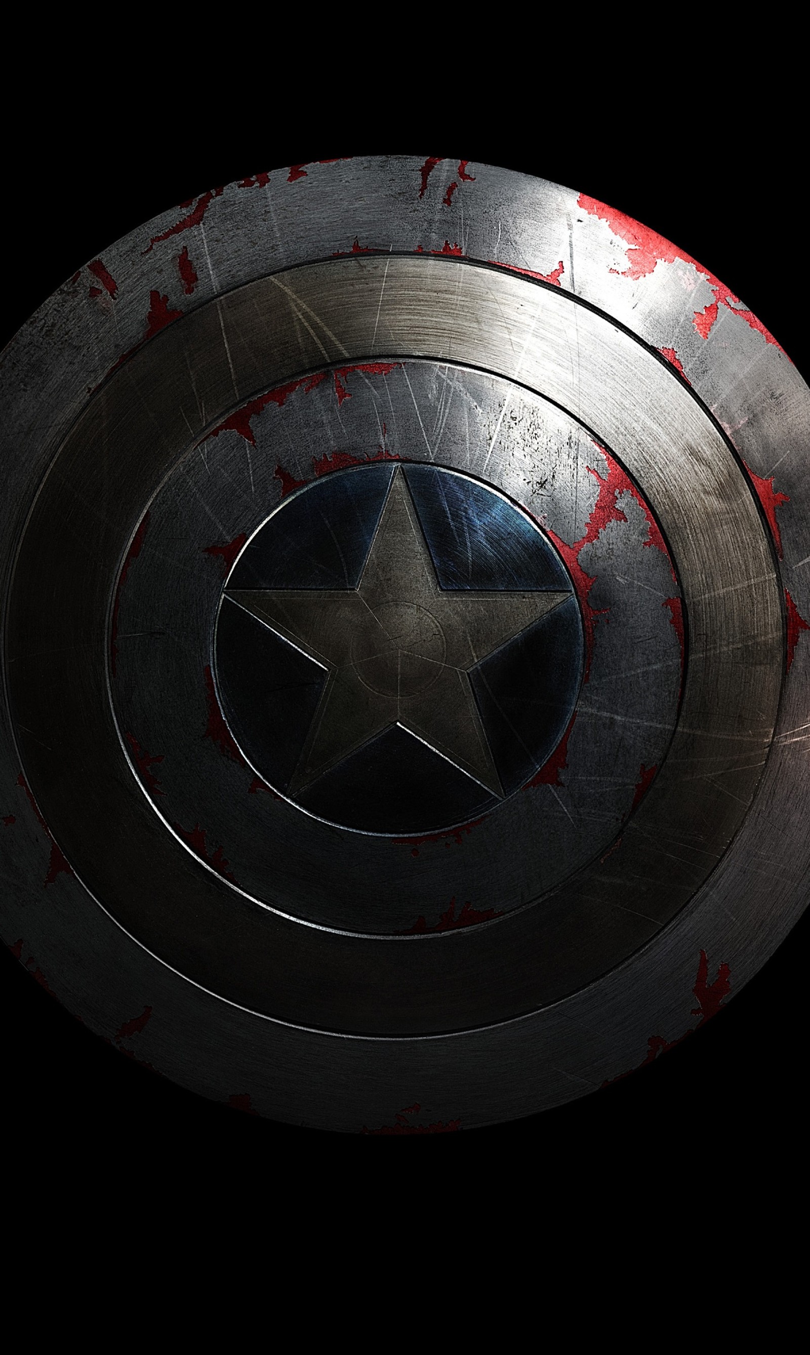 Bouclier de captain america avec une étoile dessus dans l'obscurité (amérique, avengers, capitaine, fantaisie, bouclier)