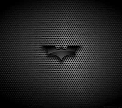 Logo noir de Batman sur un fond sombre texturé.