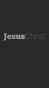 Jesus Christ in minimalist typography on a textured dark background.