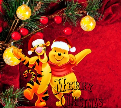 Winnie the Pooh and Tigger Celebrate a Merry Christmas