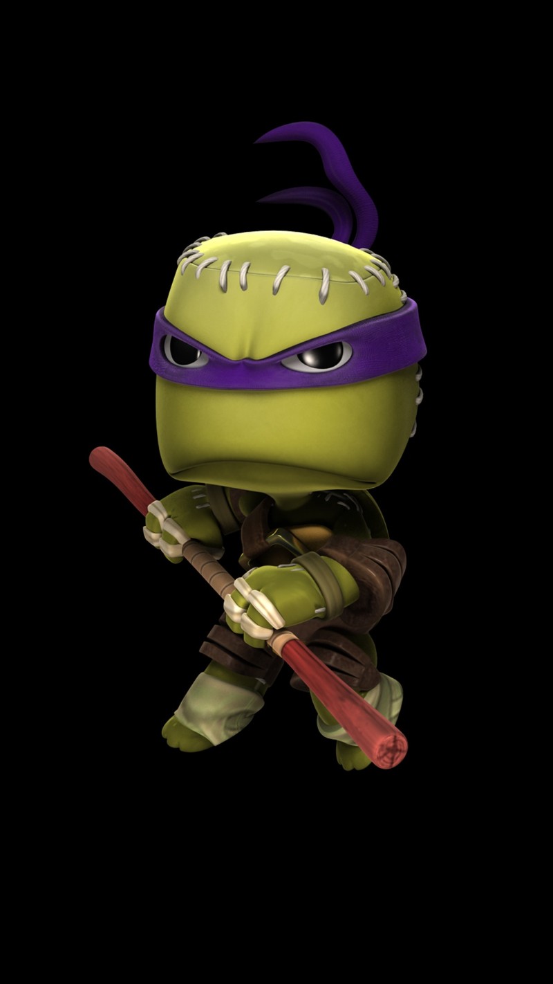 Крупный план игрушечной фигурки подросткового мутанта (littlebigplanet, ниндзя, tmnt, черепахи)