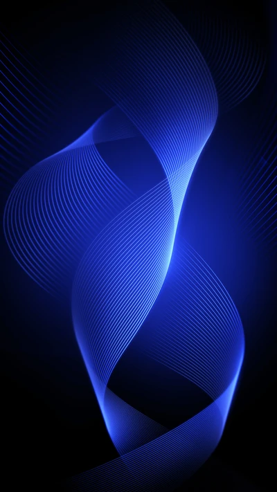 Líneas espirales azules abstractas sobre fondo negro