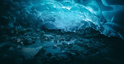 Stunning Ice Cave Beneath Mendenhall Glacier in Turquoise Hues