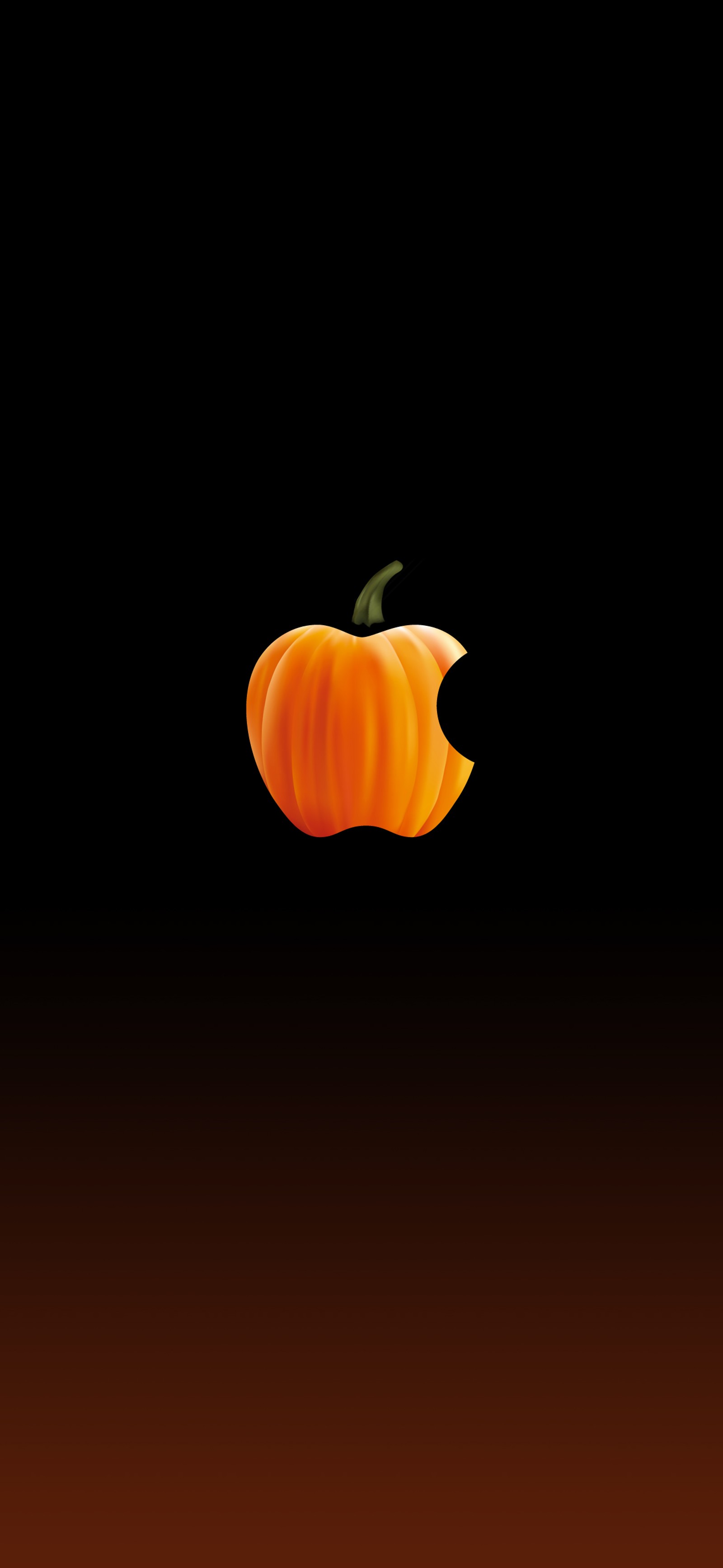 There is a apple logo with a leaf on it (halloween, apples, ios 14, ios, plant)