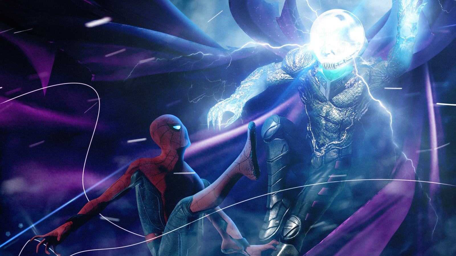 Spider-man et le lézard dans the amazing spider-man 2 (spider man loin des siens, spider man far from home, film, mysterio, spider man)