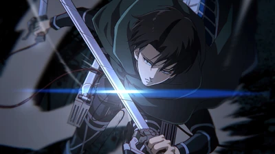 Levi Ackerman in Dynamic Action from Attack on Titan