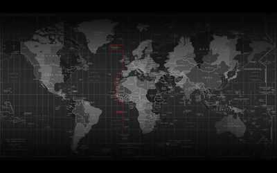 Mapa-múndi em monocromático em atmosfera escura