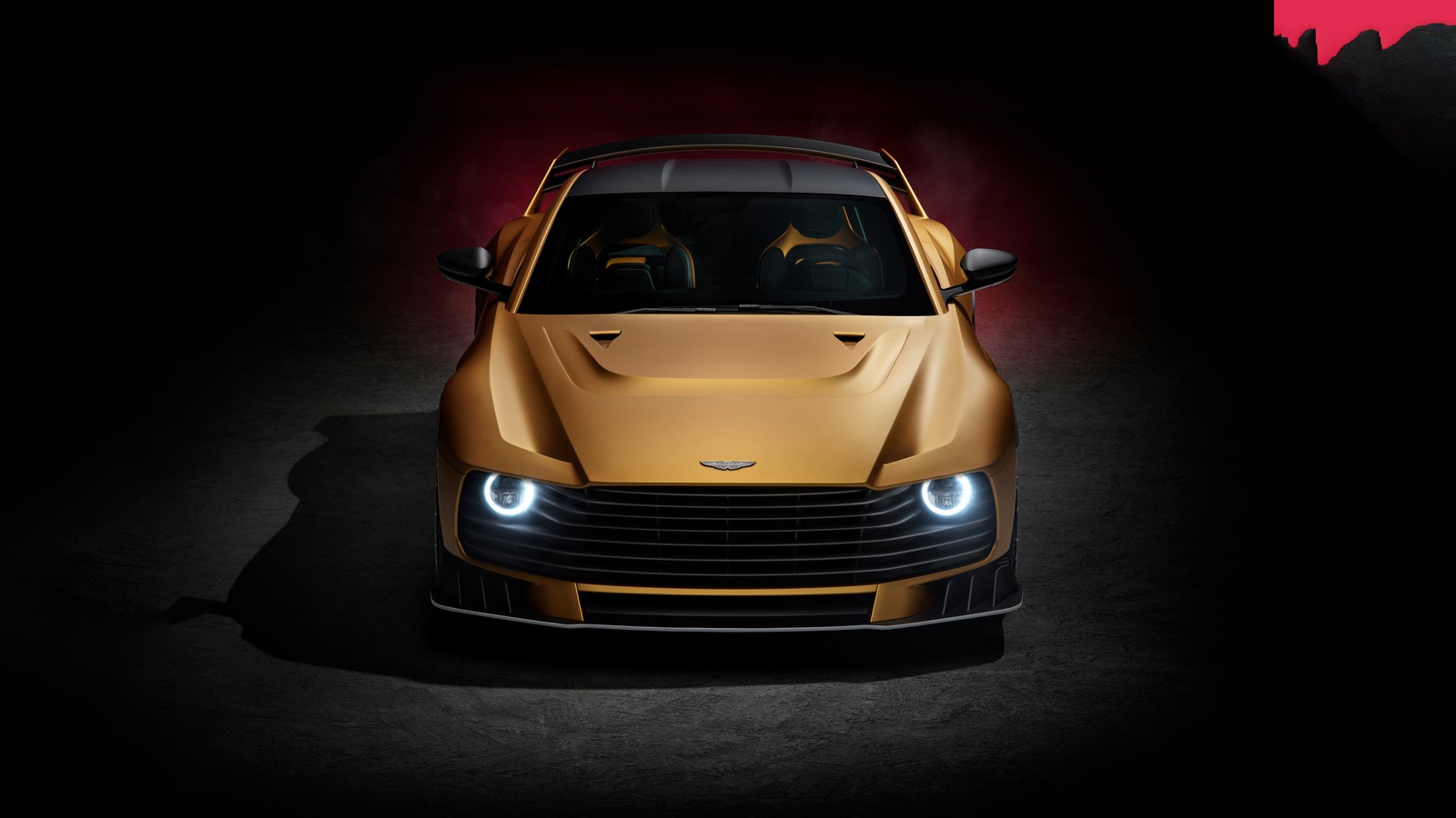 Um close-up de um carro amarelo em um quarto escuro (aston martin valiant, carro esportivo de luxo, 8k, 2024, 5k)