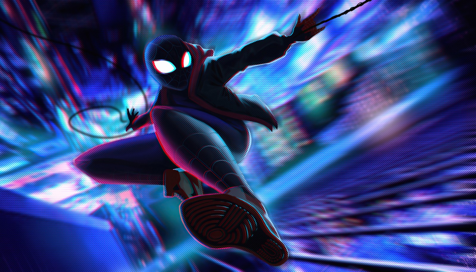 Spider-man en el universo de spider-verse (miles morales, ilustración, spider man, superhéroes de marvel, marvel superheroes)