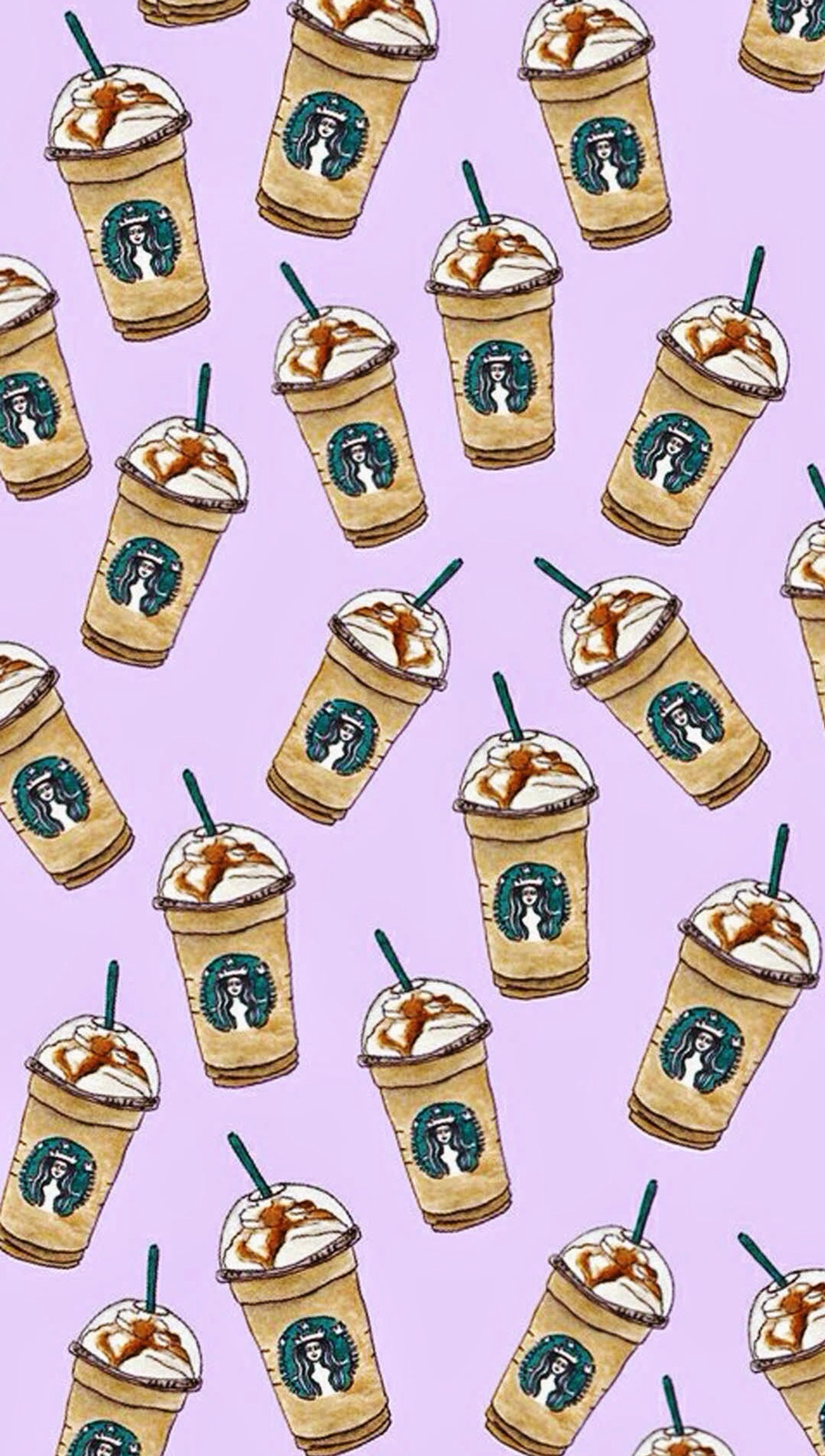 Starbucks drink pattern on a pink background (coffee, pattern, starbucks)