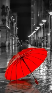 nature, pluie, rouge, parapluie