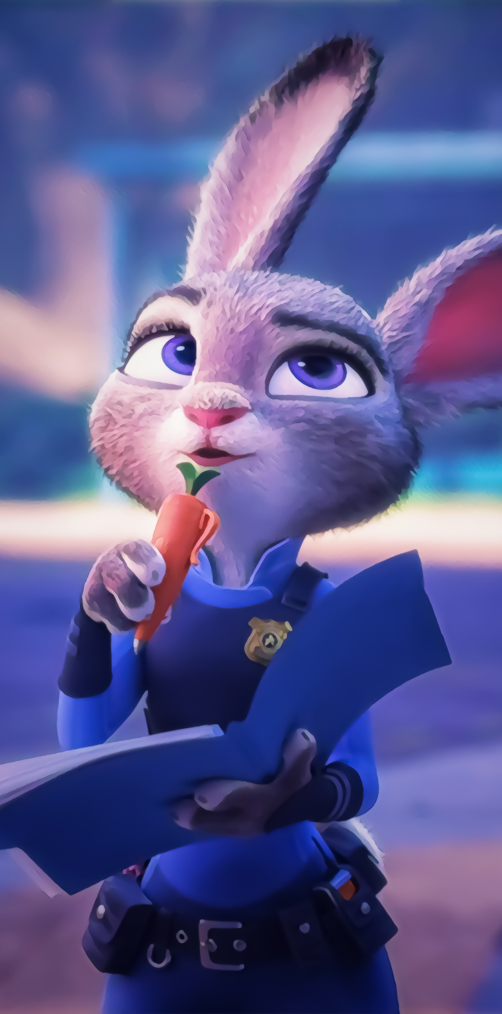 There is a cartoon rabbit that is holding a carrot (amoled, bunny, cartoon, dark, movie)