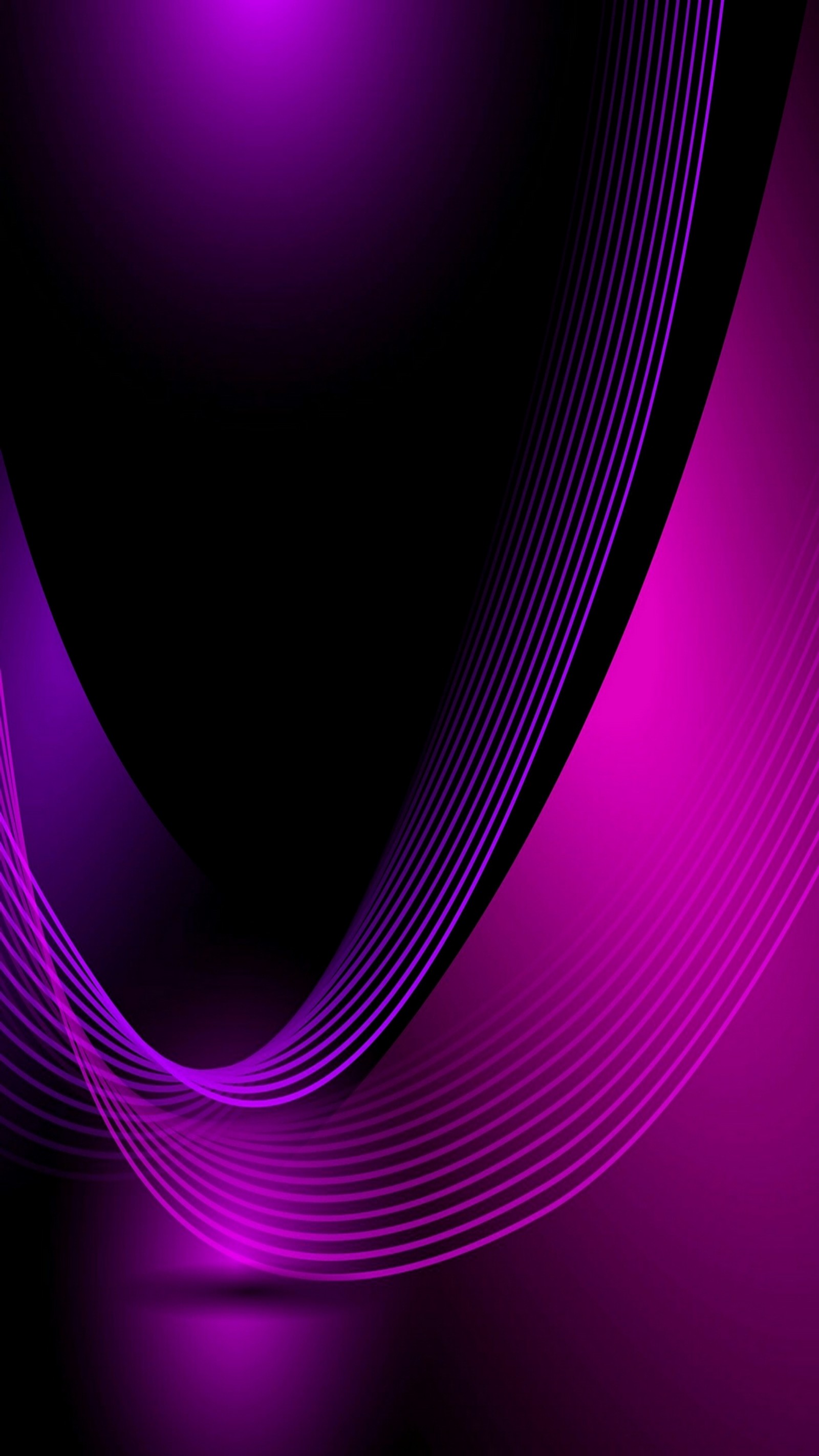 Purple abstract background with curved lines and a black background (purple, screen)