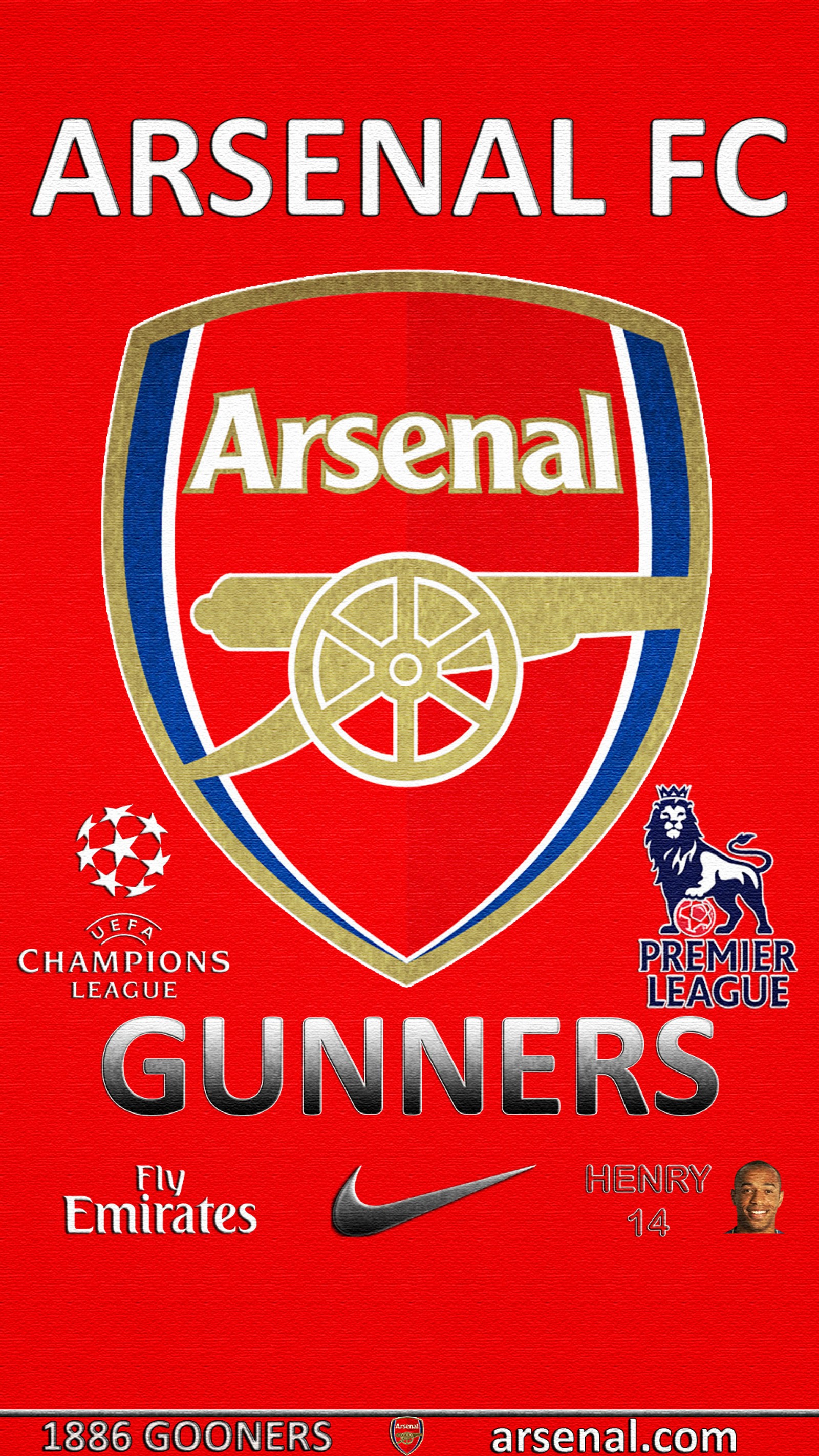 Imagem decorada de um pôster vermelho com um logotipo dourado e azul (arsenal, gooners, londres, london)