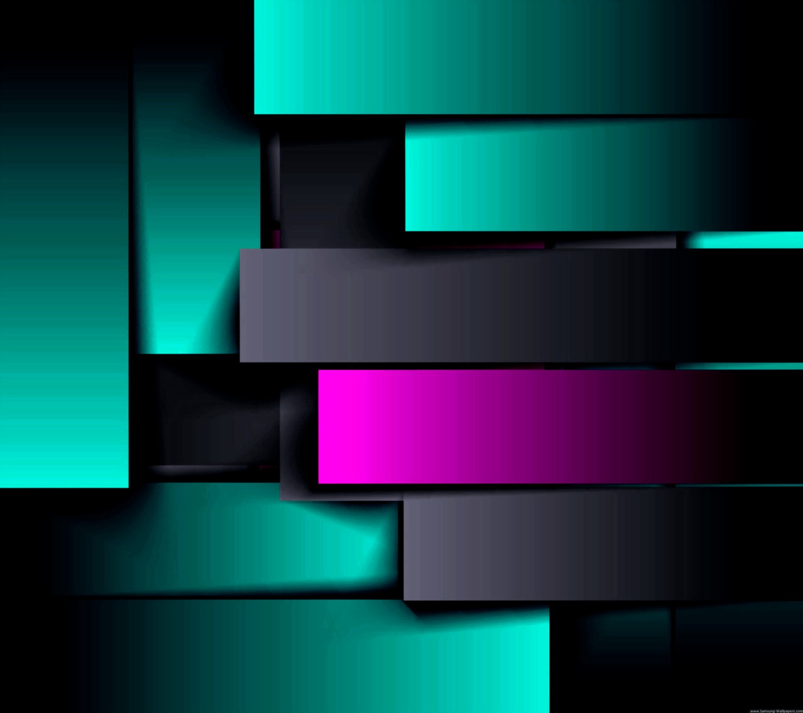 A close up of a black and purple wall with some squares (abstract, cubes)