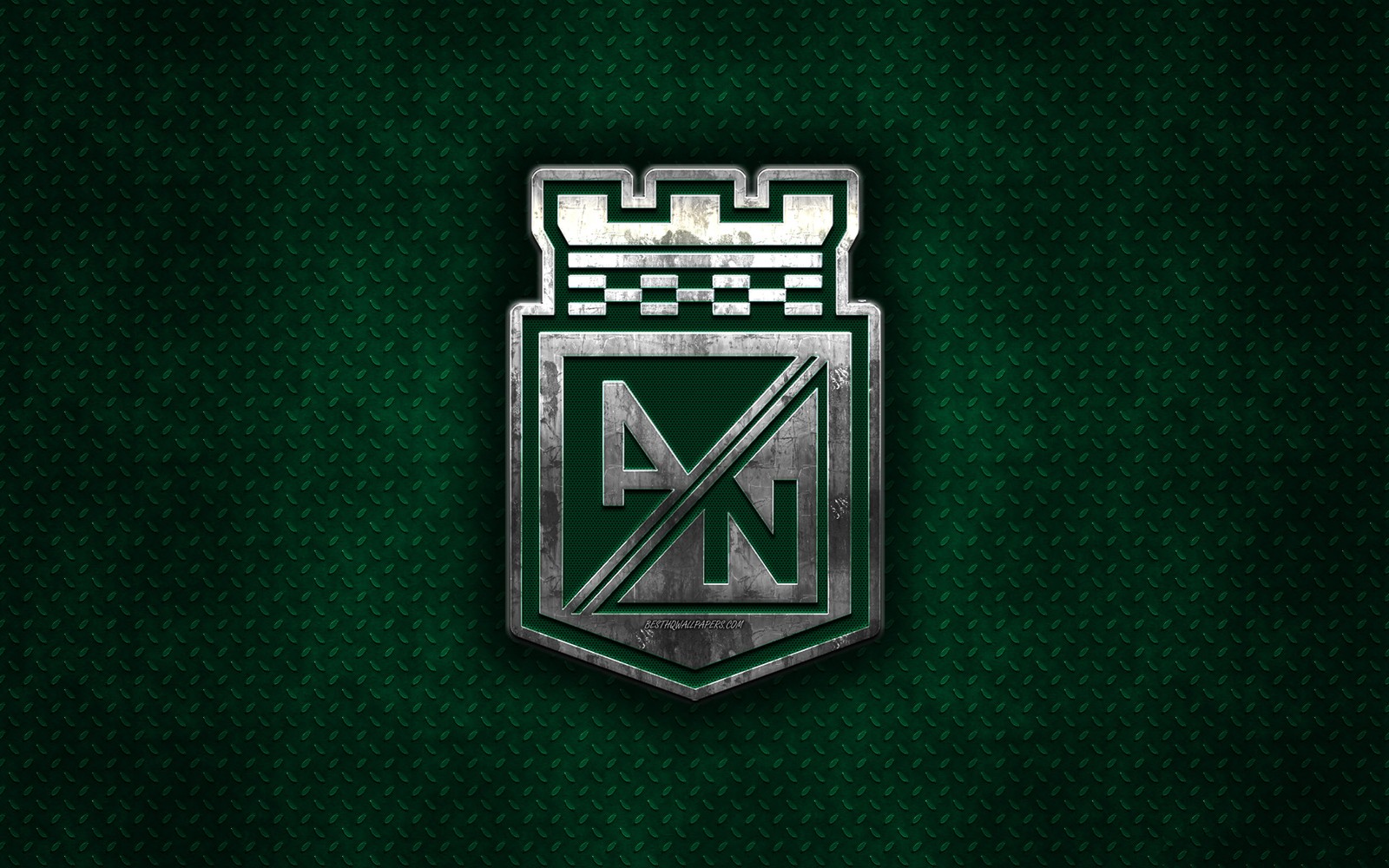 Um emblema verde e prateado em um fundo verde (atlético nacional, atletico nacional, clube, colombiano, emblema)