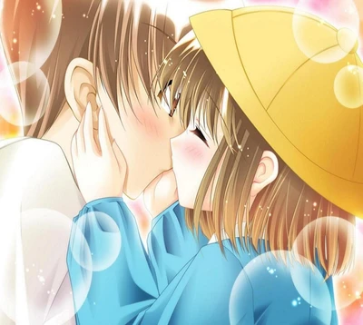 anime, cartoon, anime mignon, baiser mignon, amour mignon