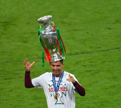 Cristiano Ronaldo Celebrates Portugal's Euro Championship Victory