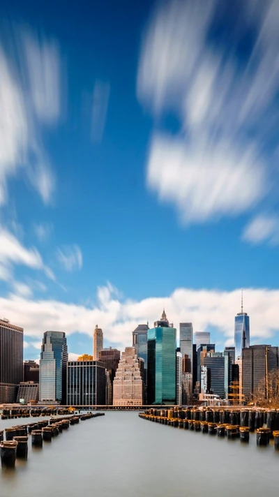 gebäude, stadt, wolken, new york