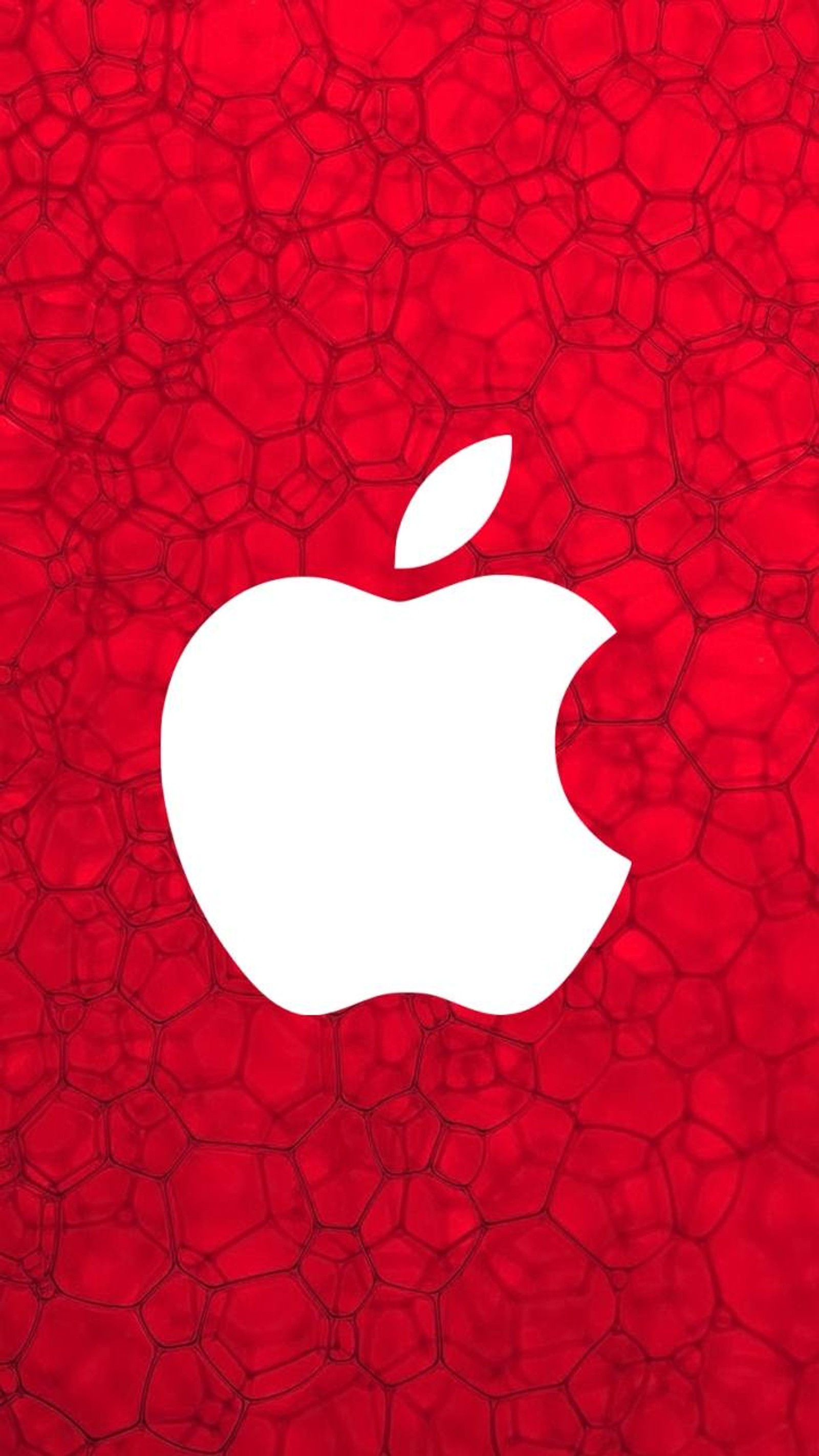 Apple logo on a red cracked wallpaper background (iphone, red)