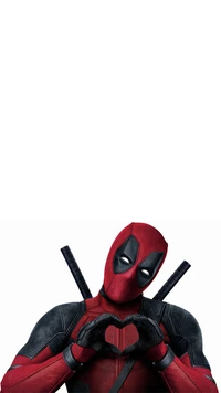 Deadpool Making a Heart Shape Gesture