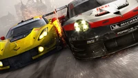 Intense Racing Duel: Corvette vs. Porsche in a Dynamic Motorsport Showdown