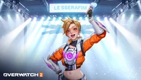 Tracer x LE SSERAFIM Collaboration dans Overwatch 2 - Fond d'écran 4K