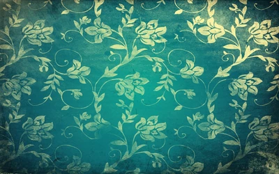 Motif floral en tons turquoise et teal