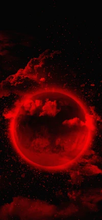 Crimson Celestial Sphere: A Fluid Dance of Gas in Outer Space